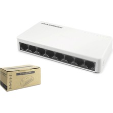 Pazarcan Ethernet Switch 8 Port 10/100 Mbps Beyaz