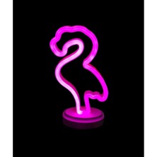 Pazarcan Kullanıma Uygun Neon Işıklı Flamingo Yazılı Masa Gece Lambası