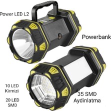 Pazarcan 4800MAH F.b.ı F 262 Yeni Güçlü Çift Taraflı Portatif Spot Işıldak USB Şarjlı Fener