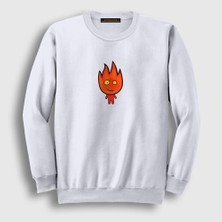 Presmono Unisex Beyaz Ateş ve Su Oyun Fireboy Sevgili Sweatshirt