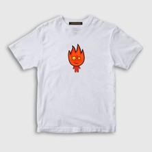 Presmono Unisex Çocuk Beyaz Ateş Ve Su Oyun Fireboy Sevgili T-Shirt