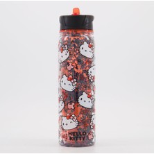 My Balli Store Hello Kitty Temalı Parıltılı Eğlenceli Suluk - Pipetli Kırmızı Çift Katmanlı Matara⁠ 585ML