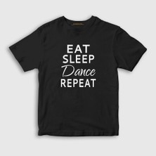 Presmono  Çocuk Siyah Eat Sleep Dance Repeat Hediye Dansçı T-Shirt