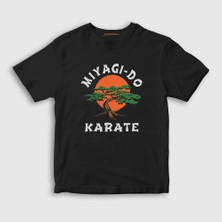 Presmono Unisex Çocuk Siyah Miyagi Do Karate Cobra Kai T-Shirt