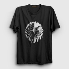 Presmono Unisex Siyah Kartal Kafası Kartallı Siyah Beyaz Hediye T-Shirt