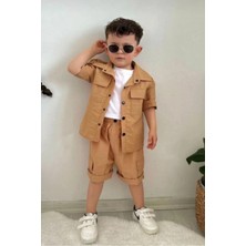 Fao Shop 7 - 24 Fao Shop 7-24 Erkek Çocuk 3’lü Şort, Gömlek ve Badi Takımı – Siyah & Beyaz