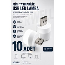 Derwell 10 Adet - Bebek ve Çocuk Odaları Için Mini Taşınabilir USB LED Lamba Powerbank Laptop Pc Uyumlu Tak Çalıştır Mikro Gece Aydınlatma Lambası Bebek Odası Koridor Kamp Için Yuvarlak Küçük Kompakt Ampul
