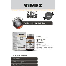 Vimex Zinc Ultra 15 Mg Çinko 30 Tablet - Bağışıklık, Kemik, Metabolizma, Saç Cilt ve Tırnak - Elma Suyu ve Stevia ile Tatlandırılmış - Yapay Tatlandırıcı ve Renklendirici Içermez