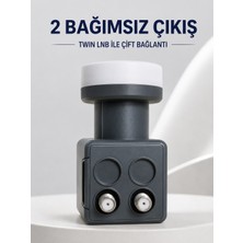 Uravas Store Çift Çıkışlı Twin Lnb 4K Ultra Hd Uyumlu Ku Band Uydu Anten Başlığı 0.1 Db - Lisinya