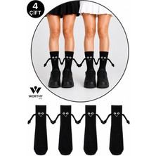 Worthy Socks 4 Çift  Mıknatıslı El Ele Tutuşan Çorap Arkadaşlık Spor Çorabı