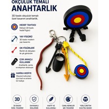 Dinç Spor Okçuluk Temalı 3D Yay, Ok ve Hedef Figürlü Anahtarlık