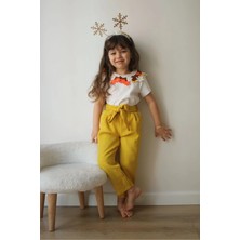 Fao Shop 7 - 24 Fao Shop 7-24 Hardal Sarısı Yüksek Bel Pantolon& Çiçek Yakalı Kız Çocuk Takımı