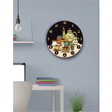 Moontime Alaçatı Dekoratif Mutfak Saati Fincan Takımı 30 cm Çap
