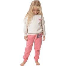 Fao Shop 7 - 24 Fao Shop 7-24 Yumuşak Pembe Kız Çocuk Eşofman Altı ve Çiçek Desenli Uzun Kollu Takım