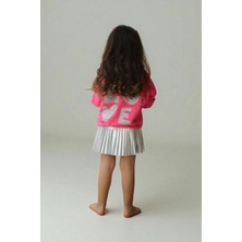 Fao Shop 7 - 24 Fao Shop 7-24 Kız Çocuk Sweat ve Gümüş Piliseli Etekli Ikili Takım – Fuşya / Beyaz Renk Seçenekli