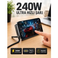 TeknoKapsül 240W Type-C Telefon Standlı Örgülü Şarj ve Data Kablosu