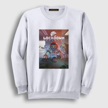 Presmono Unisex Beyaz Oyun Lockdown Protocol Sweatshirt