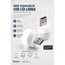 Derwell 1 Adet - Bebek ve Çocuk Odaları Için Mini Taşınabilir USB LED Lamba Powerbank Laptop Pc Uyumlu Tak Çalıştır Mikro Gece Aydınlatma Lambası Bebek Odası Koridor Kamp Için Yuvarlak Küçük Kompakt Ampul