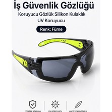 Empressco Iş Güvenlik Gözlüğü Buğulanmaz Lazer Uv Koruyucu Toz Korumalı Füme Gözlük Silikon Kulaklık