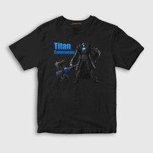 Presmono  Çocuk Siyah Titan Cameraman Skibidi Toilet T-Shirt