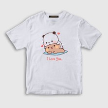 Presmono   Çocuk Beyaz Love Sevgili Sevgililer Günü Hediye Bubu Dudu T-Shirt