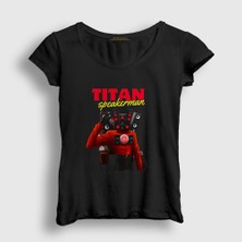 Presmono Kadın Siyah Titan Speakerman Skibidi Toilet T-Shirt