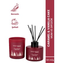 Moontime Alaçatı Sweet Dreams Caramel & Vanilla Cake Soya Mumu ve Çubuklu Oda Kokusu Seti