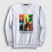 Presmono Unisex Beyaz Poster Müzik Ed Sheeran Sweatshirt
