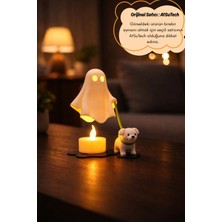 Moontime Alaçatı Köpeğini Gezdiren Sevimli Hayalet Lamba - Pilli LED Dekoratif Gece Lambası- Mum Dahil