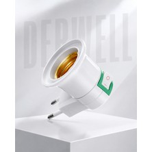 Derwell Çocuk Odaları Için Aç/kapa Anahtarlı E27 Duy Fişli, Prize Takılan Tak-Çalıştır Gece Lambası Duy Aparatı, Pratik Lamba Ampul Prizi Adaptörü Dönüştürücü