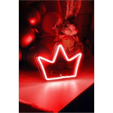 Moontime Alaçatı Çocuk Odası Için Masaüstü Küçük Kral Tacı Şeklinde Neon LED Işıklı Tablo 20 x 15 cm