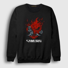 Presmono Unisex Siyah Samurai Oyun Cyberpunk 2077 Sweatshirt