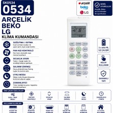 AŞIK STORE Arçelik Beko Lg Klima Kumandası LCD Ekranlı Isıtma Soğutma Fan Hızı Swing Jet Cool Uzaktan Kumanda