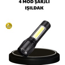 4 Mod Şarjlı Işıldak | Ultra Güçlü Cree LED | Su Geçirmez Alüminyum Gövde - 8952-1662