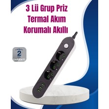 3 USB Çıkışlı Hızlı Şarjlı Anahtarlı Üçlü Priz - 9812-6484
