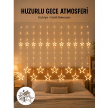 Yıldız Desenli Perde Tipi Peri LED 3x3 Metre Aydınlatma Yeni Nesil - 1576-6291