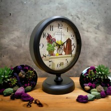 Moontime Alaçatı Siyah Metal Ofis Salon Otel Masa Saati 25 20 cm K2