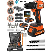 Moontime Alaçatı German E-013 Orange Drive Darbeli 21 V 4 Ah Fırçasız Motor Şarjlı Vidalam Matkap 84 Pcs Set