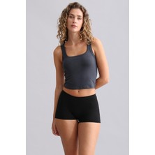 Mısırlı Modal By Tencel U Helen Kalın Askılı Crop / T-Shirt Antrasit
