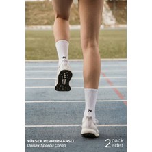 Mısırlı Unisex Pamuklu Yarım Havlu Spor Çorap, 2'li Beyaz