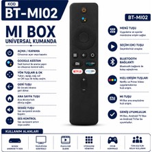 AŞIK STORE BT-M102 Mi Box Universal Kumanda Sesli Komutlu Bluetooth Google Asistan Netflix Prime Video Uyumlu