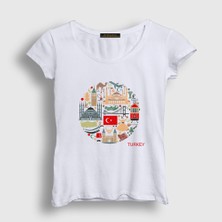 Presmono Kadın Beyaz Tourist Turist Istanbul Türkiye Turkey T-Shirt
