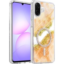 Uslucan Alışveriş Onegif Samsung Galaxy A07 4g Lotus Simli Magsafe Kapak - Turuncu