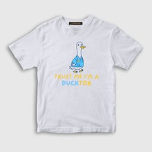 Presmono  Çocuk Beyaz Trust Me Ducktor Ördek Hediye Doktor T-Shirt
