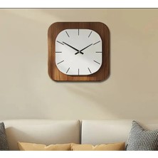 Moontime Alaçatı Dekoratif Ahşap Duvar Saati Ceviz - Beyaz Renk 40X40 cm