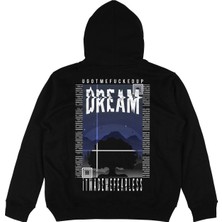 Tarzsokak Dream Siyah Oversize Unisex Kapüşonlu Sweatshirt Hoodie