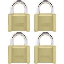 Master Lock Şifreli Kilit, Iç ve Dış Mekan Asma Kilit, Sıfırlanabilir Şifreli Dolap Kilidi, 4 Paket, 175EC4, Altın