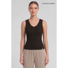 Mısırlı Kadın Kaşkorse V Yaka Tshirt Kahverengi