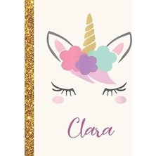 Clara: Clara Unicorn Personalized Black Paper Sketchbook For Girls And Kids To Drawing And Sketching Doodle Taking Note Marble Size 8.5 x 11