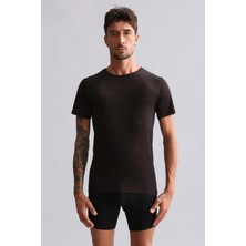 Mısırlı Modal By Tencel Hercules Slim Fit Bisiklet Yaka Fanila / T-Shirt Kahverengi